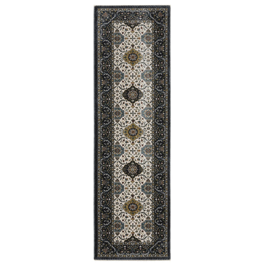 Vivian Ivory Navy Traditional Oriental Indoor Rug