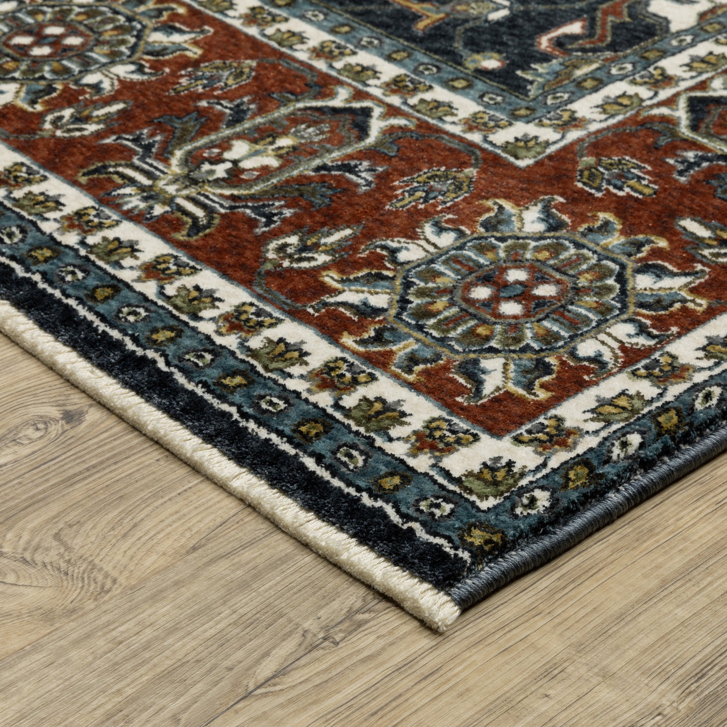 Vivian Navy Rust Traditional Oriental Indoor Rug