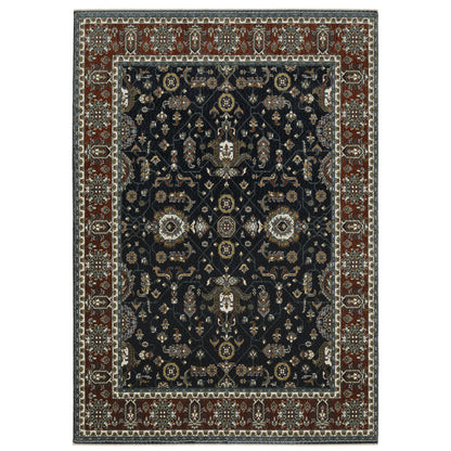 Vivian Navy Rust Traditional Oriental Indoor Rug