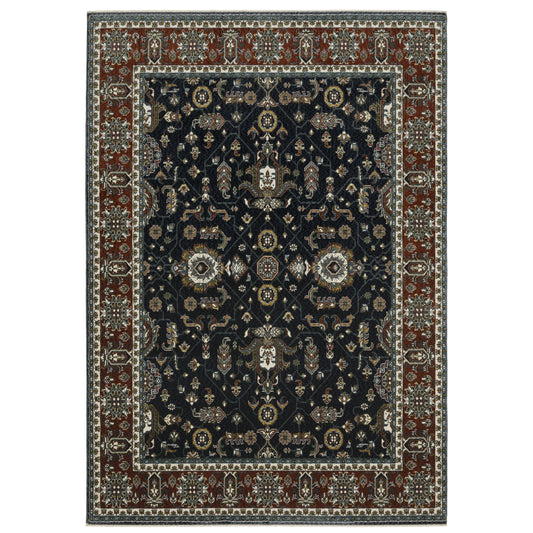 Vivian Navy Rust Traditional Oriental Indoor Rug