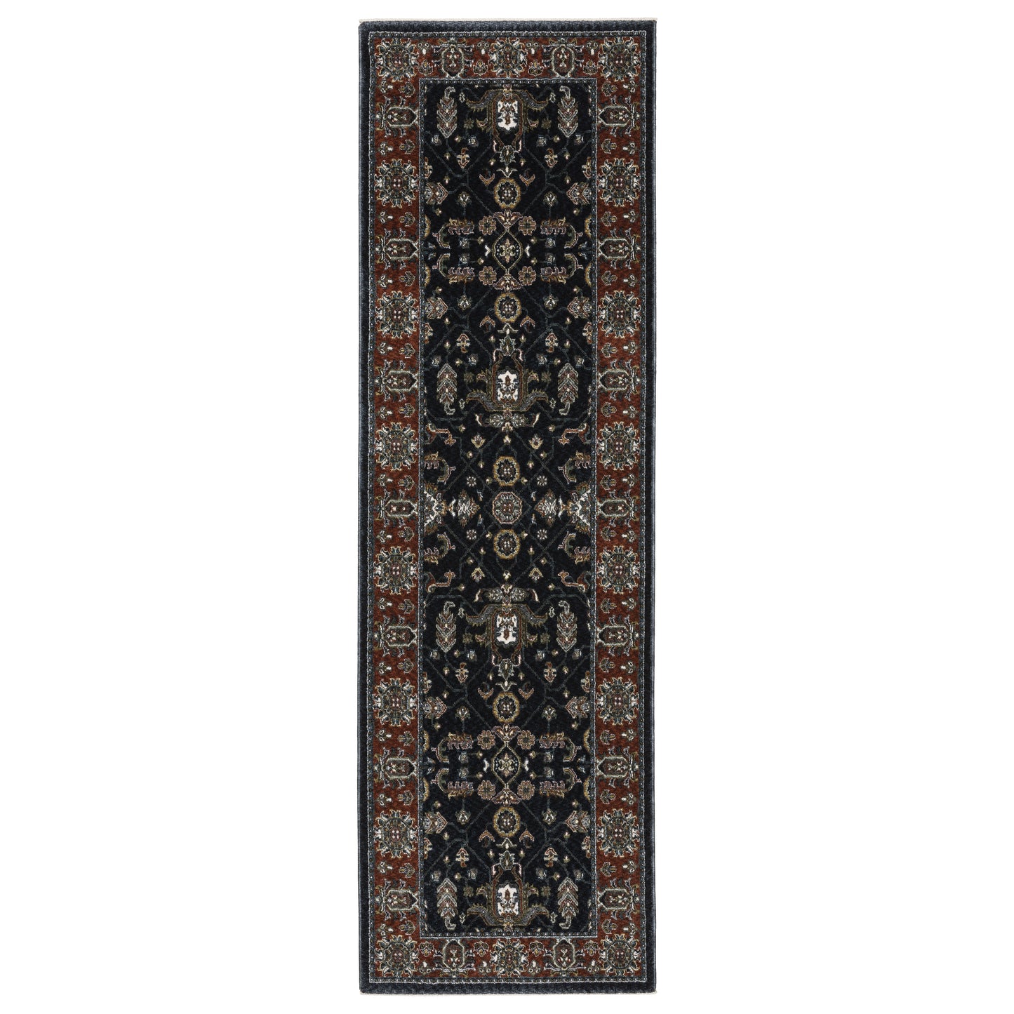 Vivian Navy Rust Traditional Oriental Indoor Rug