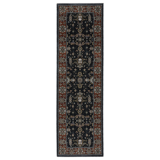 Vivian Navy Rust Traditional Oriental Indoor Rug