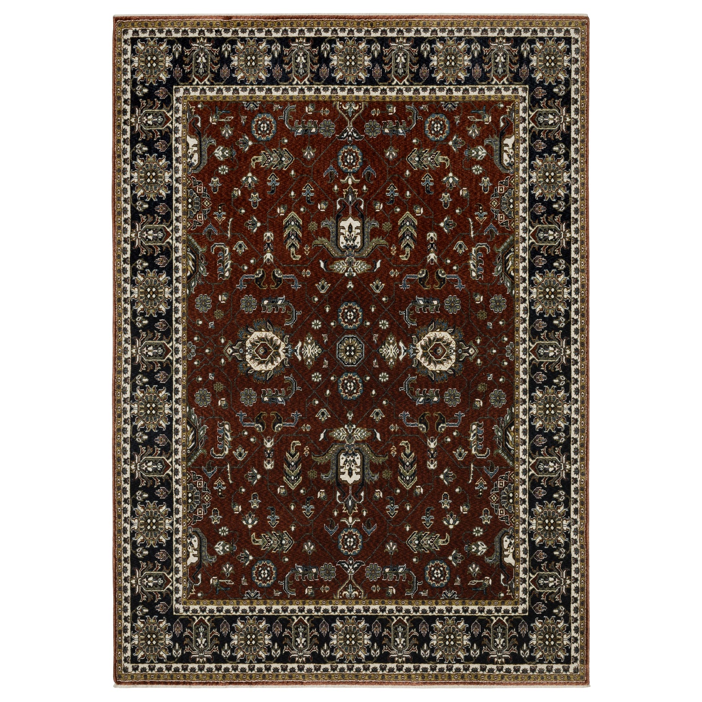 Vivian Red Navy Traditional Oriental Indoor Rug