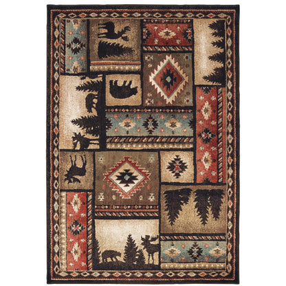 Woodlands Black Multi Cabin/Lodge Southwest/Lodge Indoor Rug