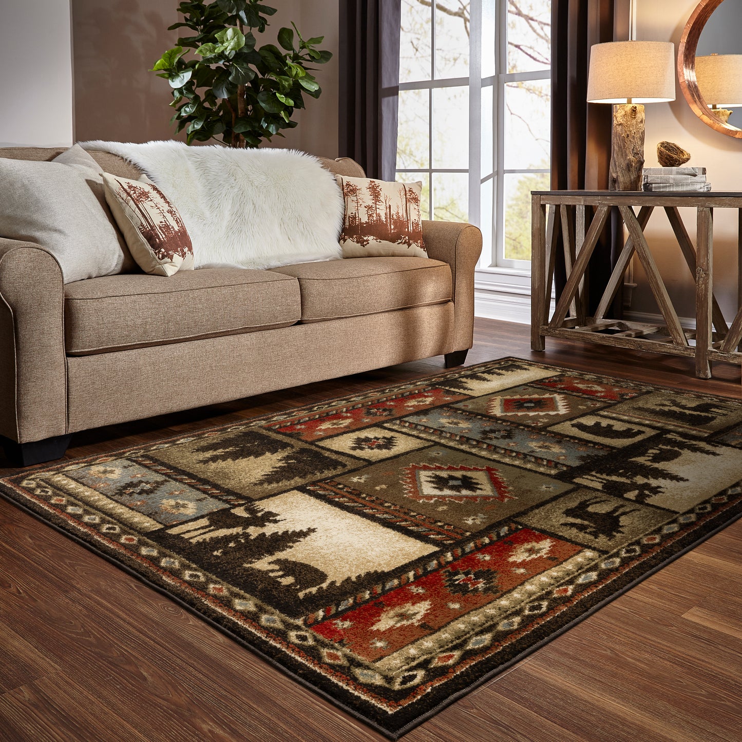 Woodlands Black Multi Cabin/Lodge Southwest/Lodge Indoor Rug