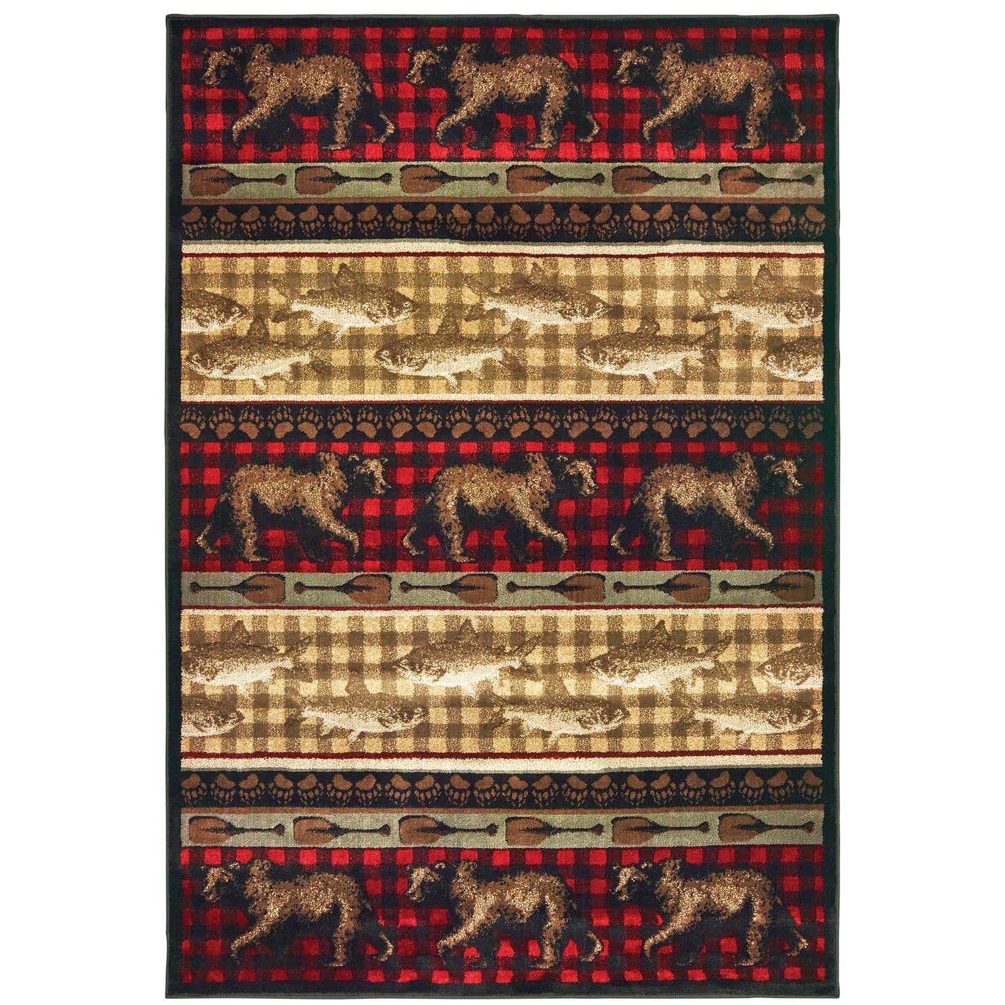 Woodlands Red Multi Cabin/Lodge Southwest/Lodge Indoor Rug