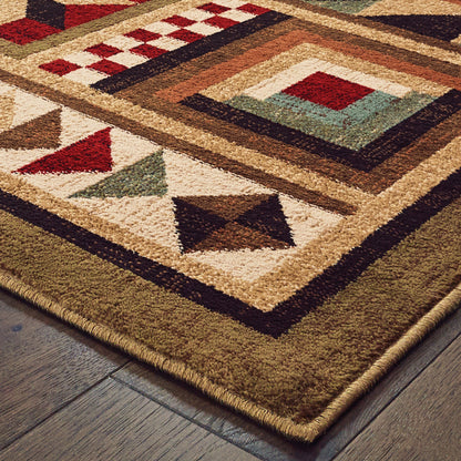 Woodlands Brown Multi Cabin/Lodge Southwest/Lodge Indoor Rug