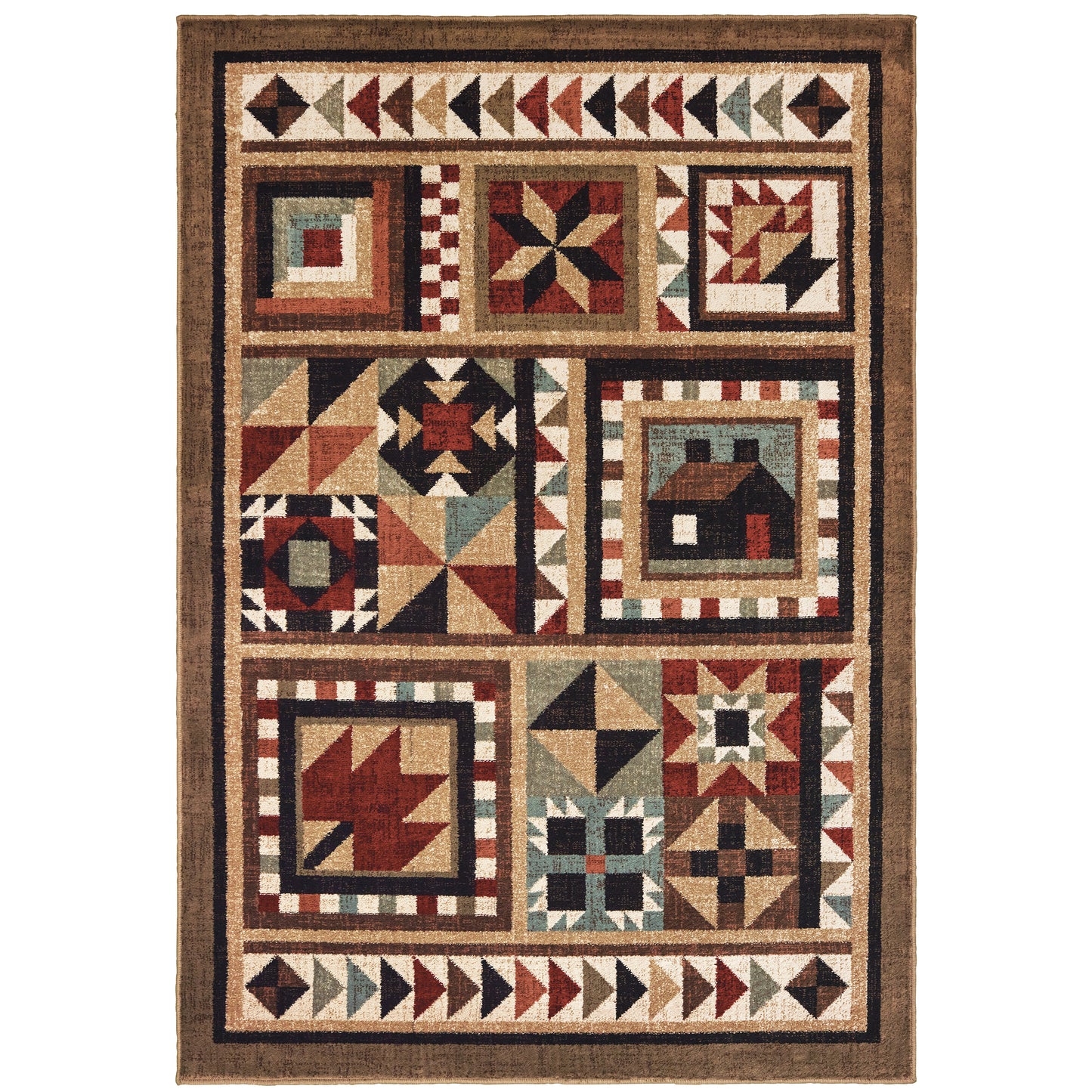 Woodlands Brown Multi Cabin/Lodge Southwest/Lodge Indoor Rug