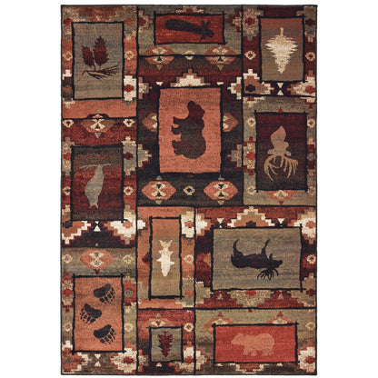 Woodlands Brown Rust Cabin/Lodge Southwest/Lodge Indoor Rug