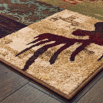 Woodlands Brown Rust Cabin/Lodge Southwest/Lodge Indoor Rug