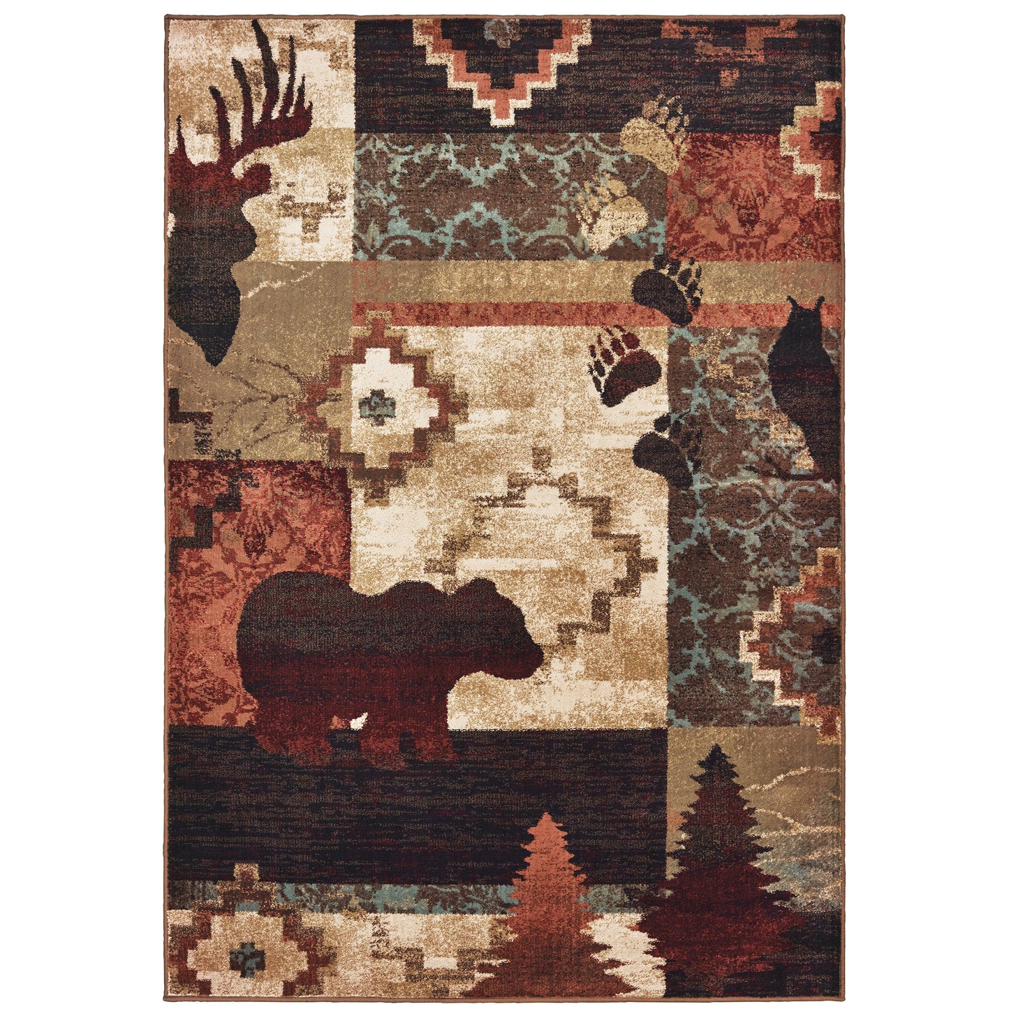 Woodlands Brown Rust Cabin/Lodge Southwest/Lodge Indoor Rug