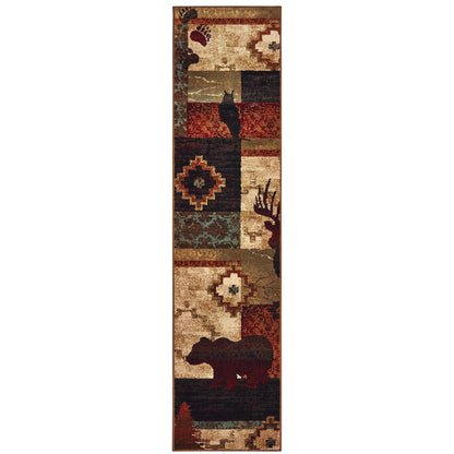 Woodlands Brown Rust Cabin/Lodge Southwest/Lodge Indoor Rug