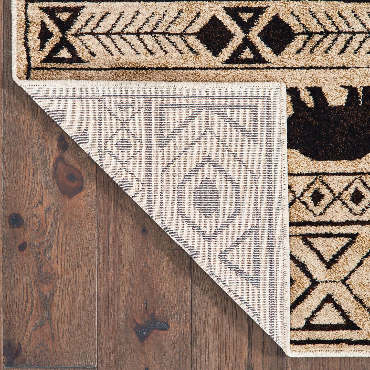 Woodlands Ivory Black Cabin/Lodge Southwest/Lodge Indoor Rug