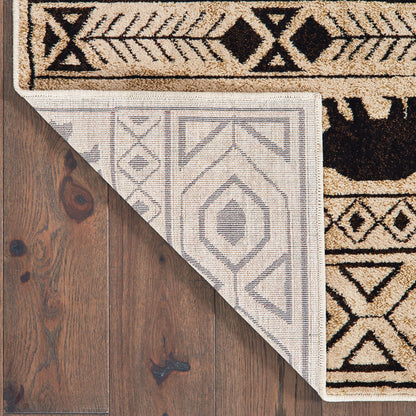 Woodlands Ivory Black Cabin/Lodge Southwest/Lodge Indoor Rug