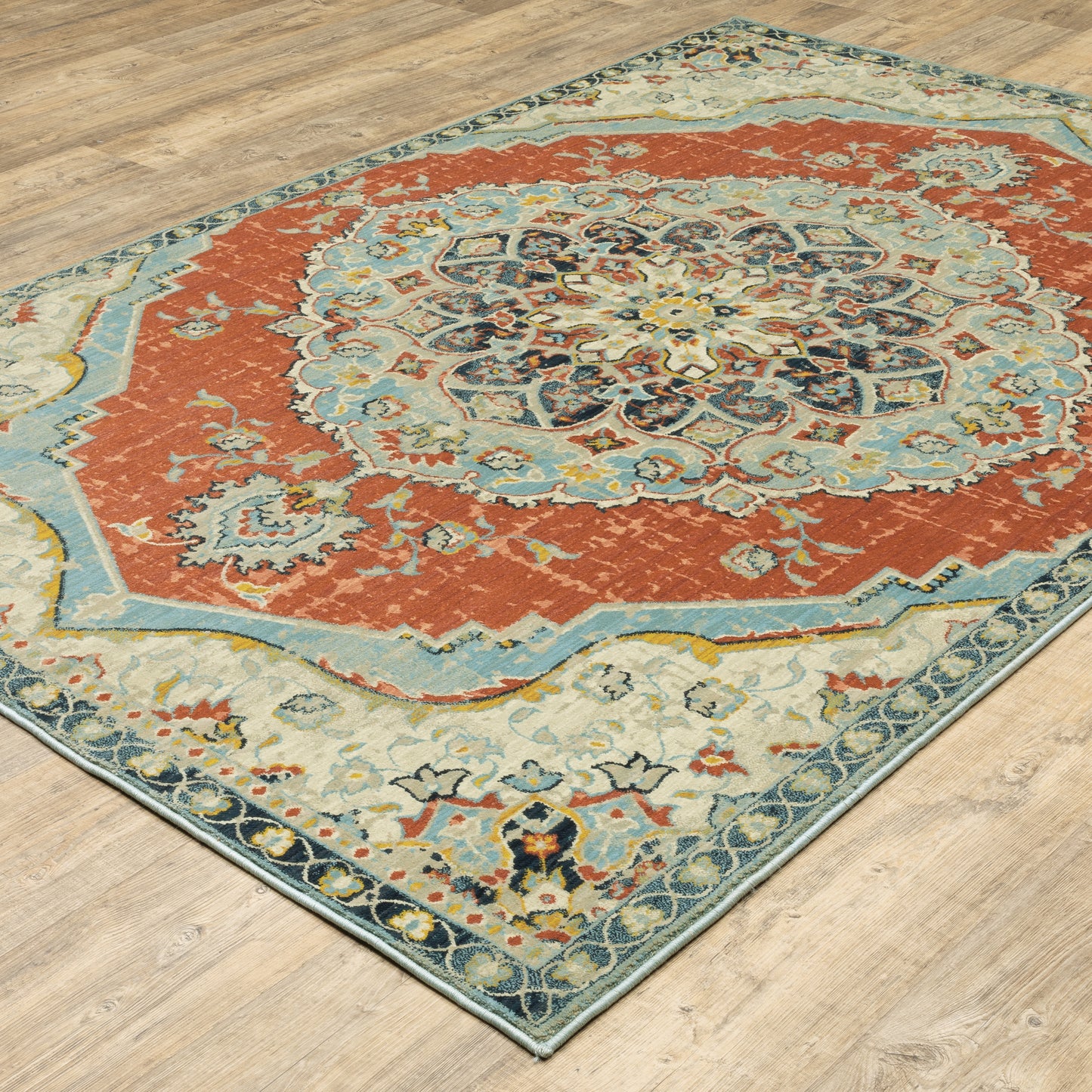 Xanadu Orange Blue Vintage Oriental Indoor Rug