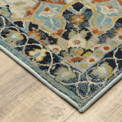 Xanadu Orange Blue Vintage Oriental Indoor Rug