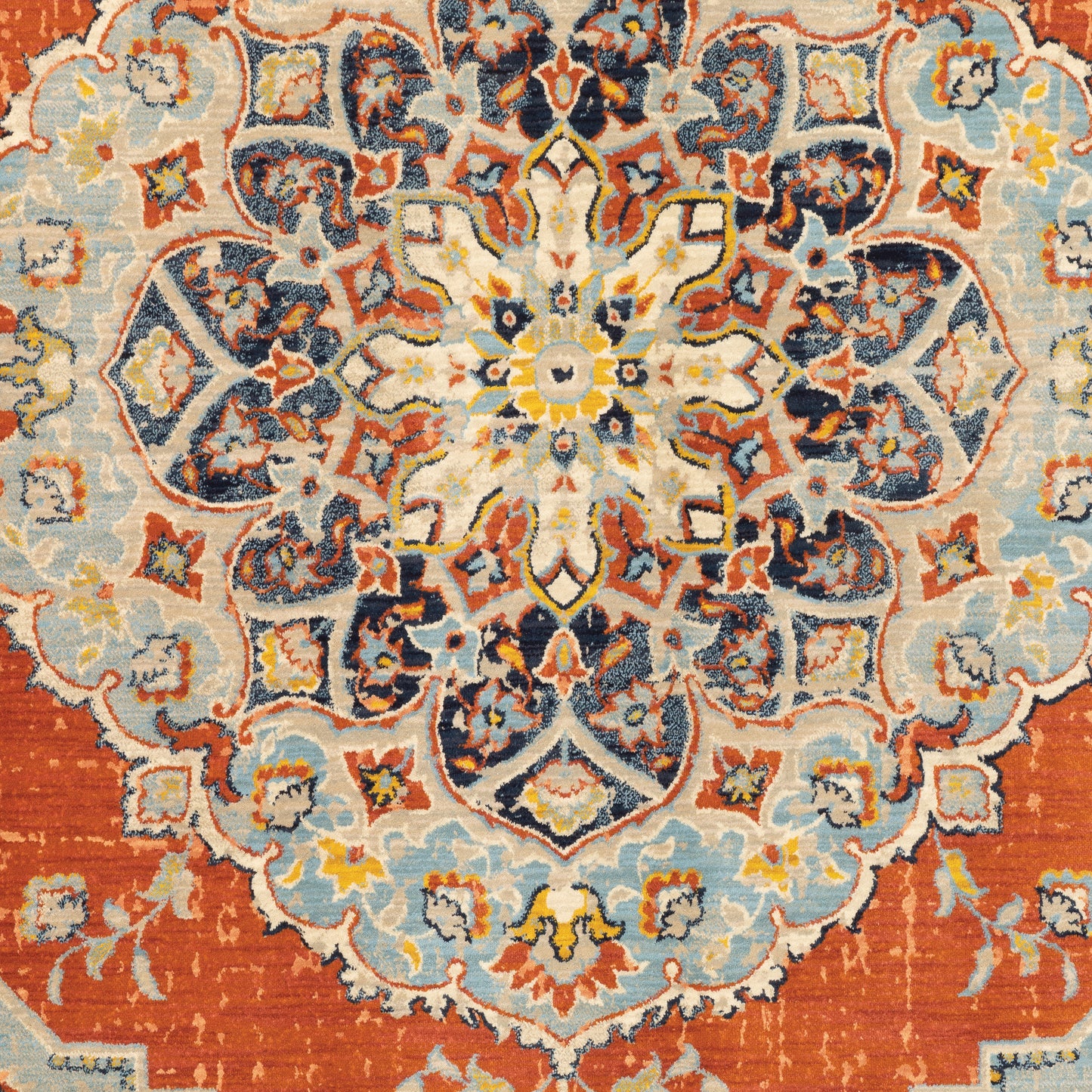 Xanadu Orange Blue Vintage Oriental Indoor Rug