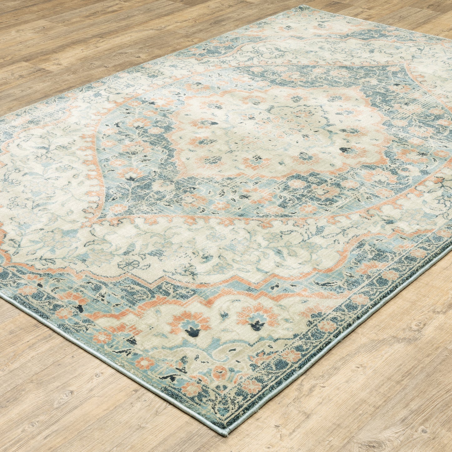 Xanadu Blue Orange Vintage Oriental Indoor Rug