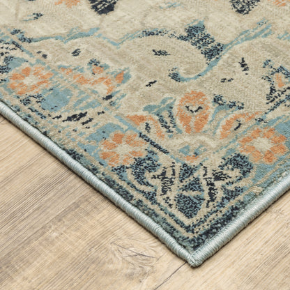 Xanadu Blue Orange Vintage Oriental Indoor Rug