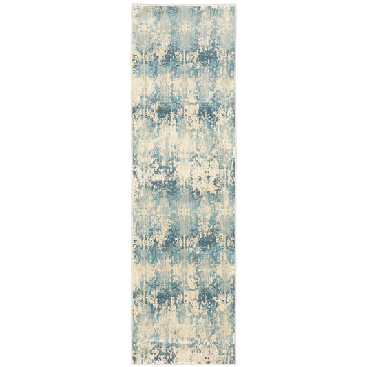 Xanadu Ivory Blue Modern & Contemporary Abstract Indoor Rug