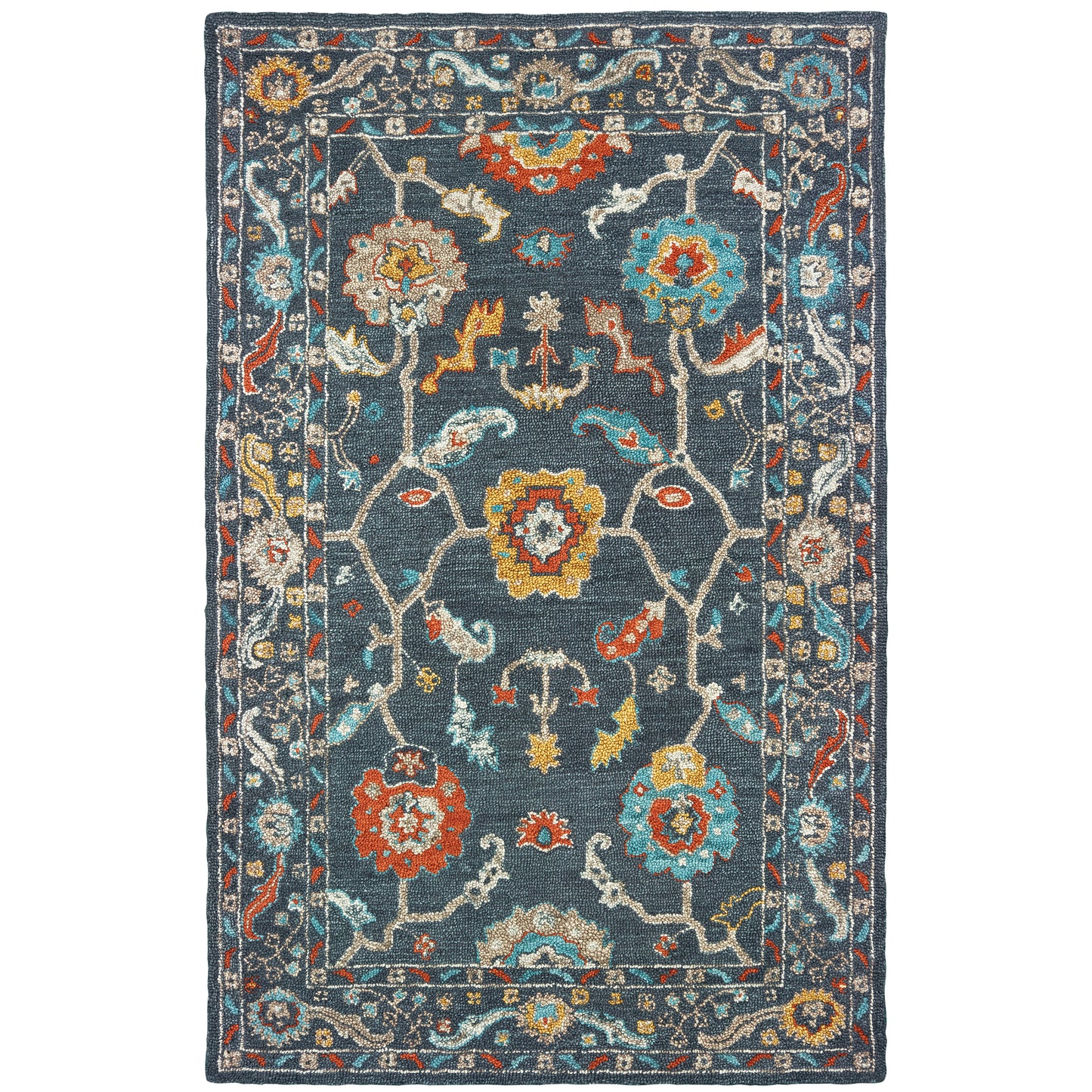 Zahra Blue Gold Bohemian Oriental Indoor Rug