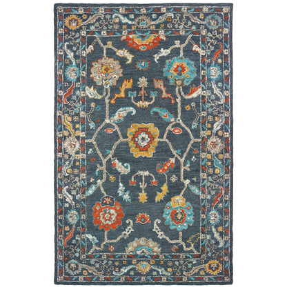 Zahra Blue Gold Bohemian Oriental Indoor Rug