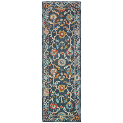 Zahra Blue Gold Bohemian Oriental Indoor Rug