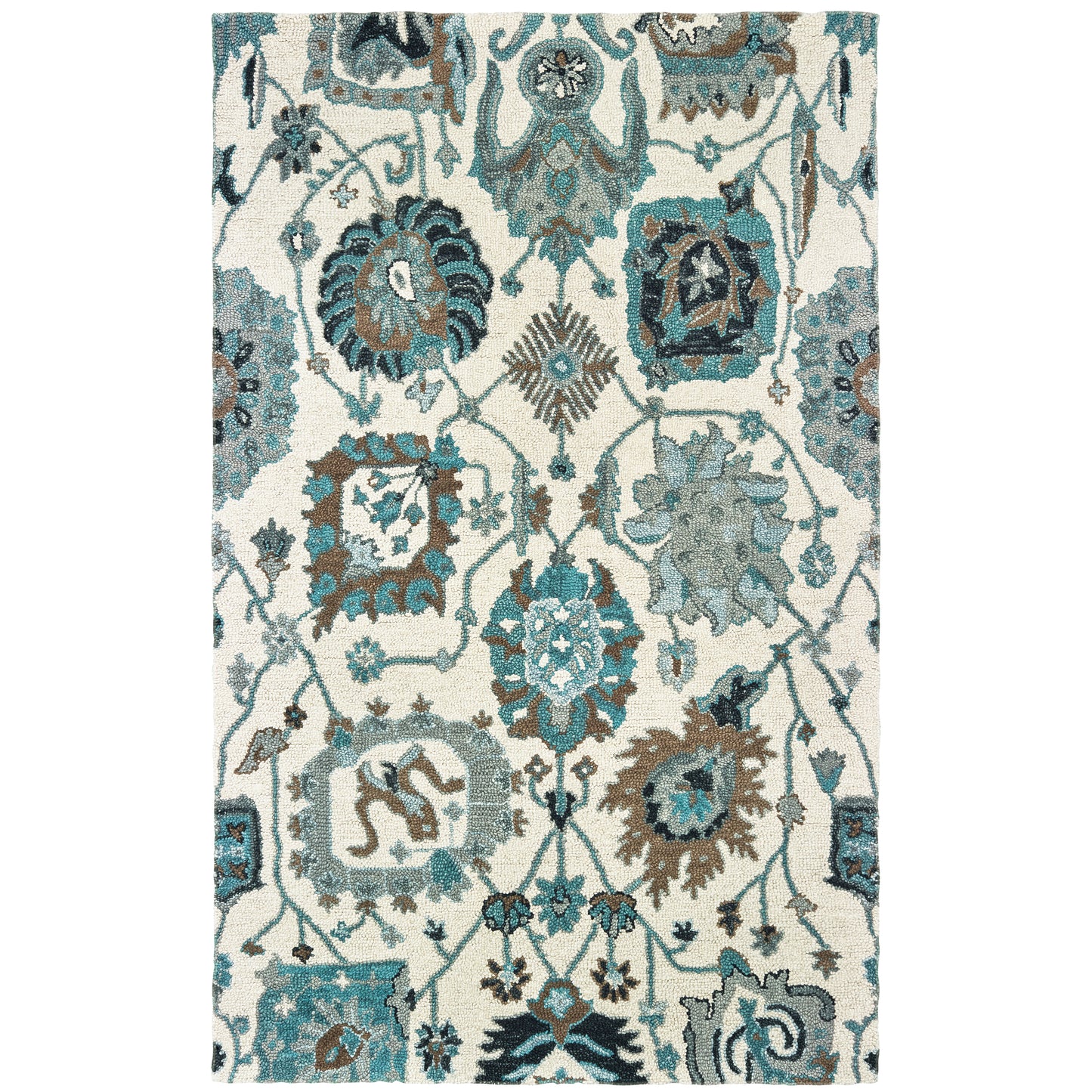 Zahra Ivory Blue Bohemian Oriental Indoor Rug