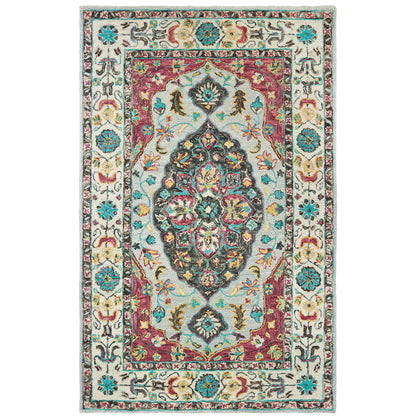 Zahra Grey Pink Bohemian Oriental Indoor Rug