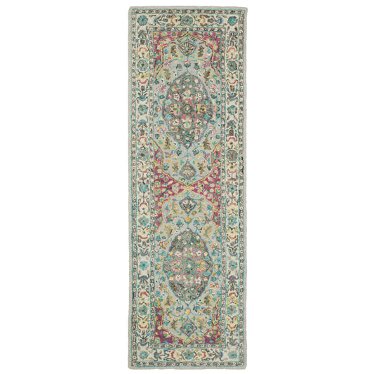 Zahra Grey Pink Bohemian Oriental Indoor Rug