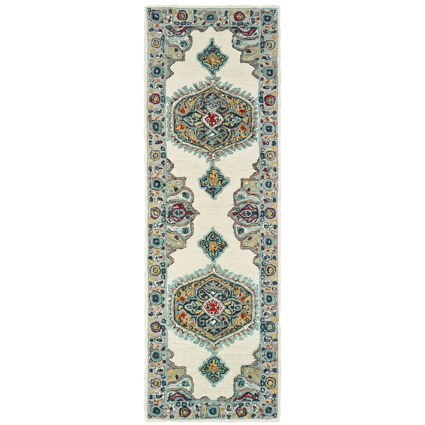 Zahra Ivory Grey Bohemian Oriental Indoor Rug