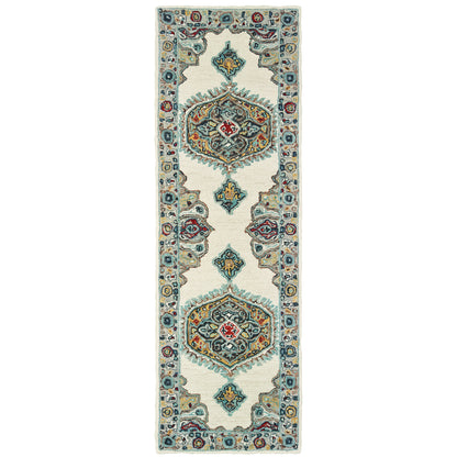 Zahra Ivory Grey Bohemian Oriental Indoor Rug