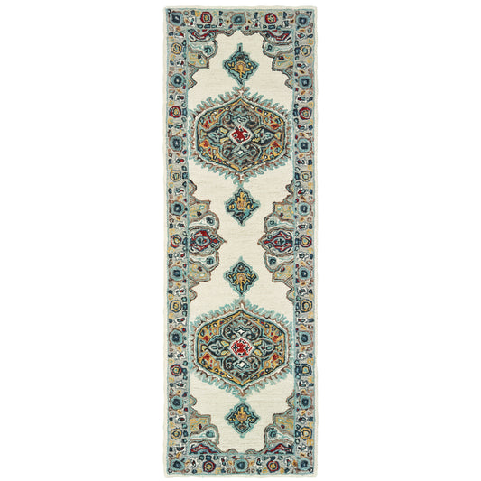 Zahra Ivory Grey Bohemian Oriental Indoor Rug