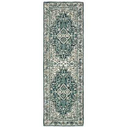 Zahra Grey Blue Bohemian Oriental Indoor Rug