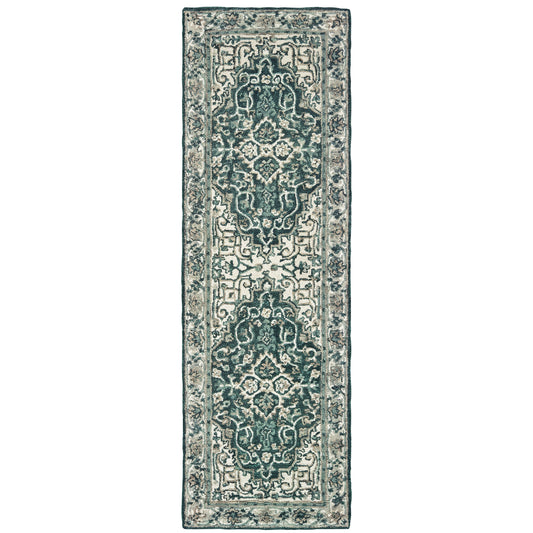 Zahra Grey Blue Bohemian Oriental Indoor Rug