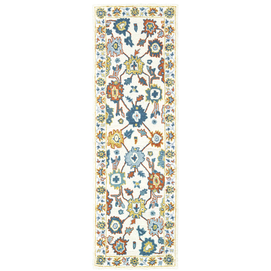 Zahra Ivory Gold Bohemian Oriental Indoor Rug