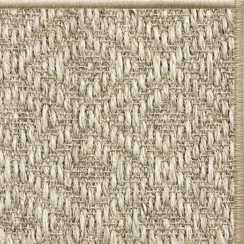 Cardamom Napa diamond-weave sisal rug with a matching serged edge, corner detail