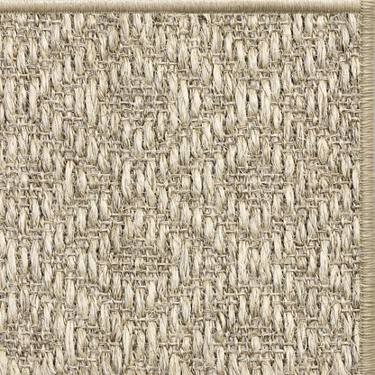 Cardamom Napa diamond-weave sisal rug with a matching serged edge, corner detail
