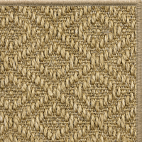 Coriander Napa diamond-weave sisal rug with a matching serged edge, corner detail 1
