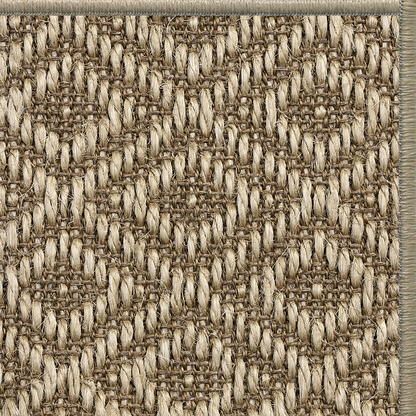 Ginger Napa diamond-weave sisal rug with a matching serged edge, corner detail