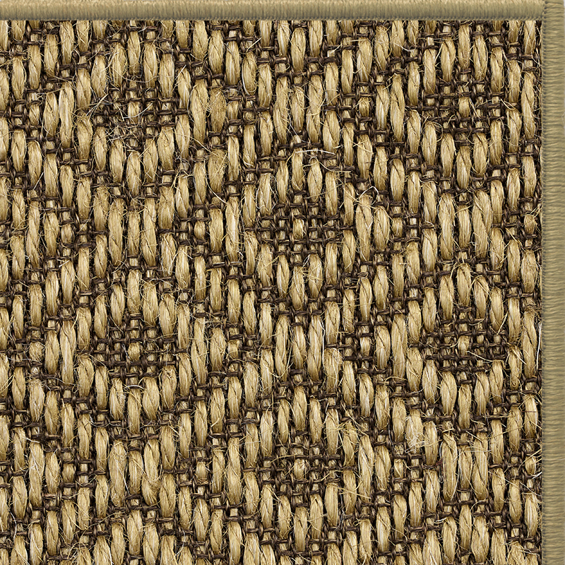 Nutmeg Napa diamond-weave sisal rug with a matching serged edge, corner detail