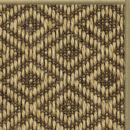 Nutmeg Napa diamond-weave sisal rug with a matching serged edge, corner detail