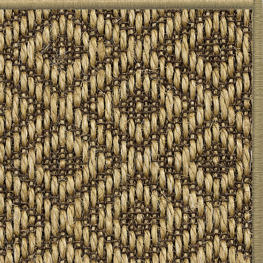 Nutmeg Napa diamond-weave sisal rug with a matching serged edge, corner detail