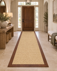 Sand Sisal Rug with Oak Leather Border in Entryway 7