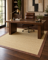 Sand Sisal Rug with Oak Leather Border in Home Office 6