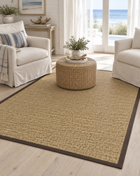 Spice Sisal Rug with Chocolate Cotton Border in Coastal Room 6