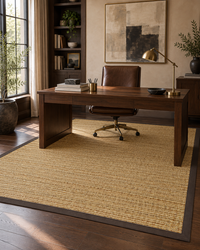 Spice Sisal Rug with Chocolate Cotton Border in Home Office 7