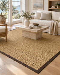 Spice Sisal Rug with Chocolate Cotton Border in Living Room 1