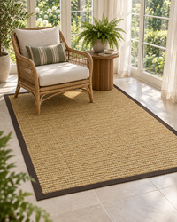 Spice Sisal Rug with Chocolate Cotton Border in Sunroom 5