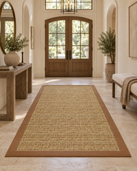 Spice Sisal Rug with Cinnamon Faux Leather Border in Entryway 7